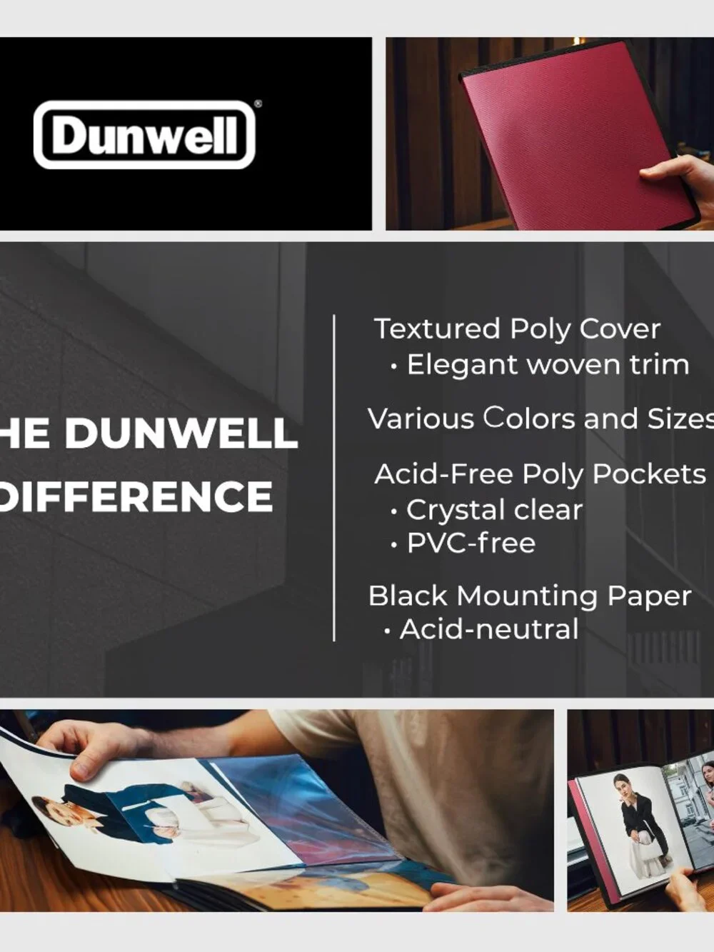 Dunwell Photo Album 8x10 (Ruby) with Black Mounting Paper, 8 x 10 Photo & Art Po
